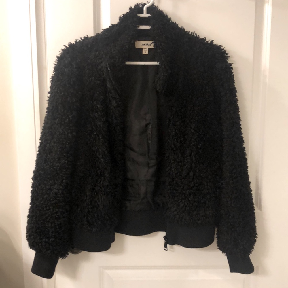 Jak & Rae jacket. Fuzzy, lined, bomber-inspired jacket.